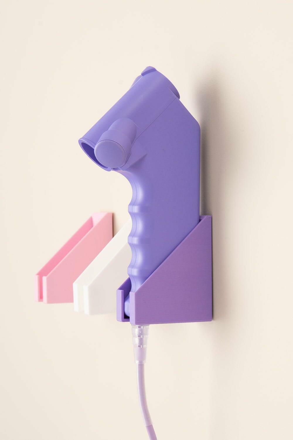 Wall mount available in multiple colours.