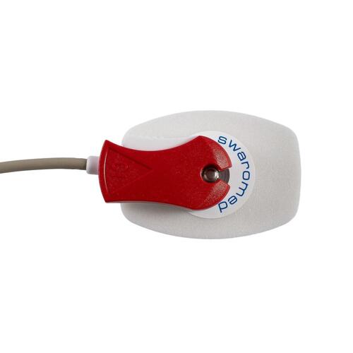 Illustrasjon. Trykk-knapp elektrode for hvile-EKG. Passer for klype-kabel.